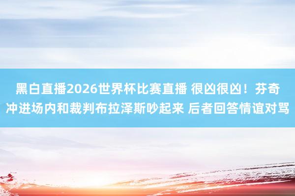 黑白直播2026世界杯比赛直播 很凶很凶！芬奇冲进场内和裁判布拉泽斯吵起来 后者回答情谊对骂
