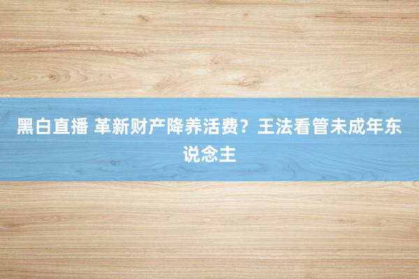 黑白直播 革新财产降养活费?王法看管未成年东说念主