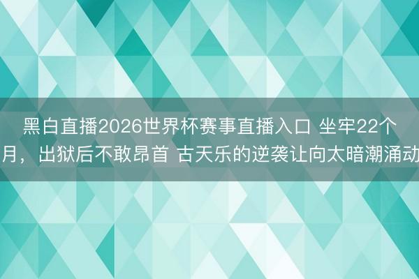 黑白直播2026世界杯赛事直播入口 坐牢22个月，出狱后不敢昂首 古天乐的逆袭让向太暗潮涌动