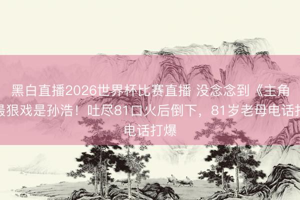 黑白直播2026世界杯比赛直播 没念念到《主角》最狠戏是孙浩!吐尽81口火后倒下,81岁老母电话打爆