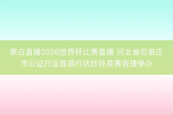黑白直播2026世界杯比赛直播 河北省石家庄市公证行业首届行状妙技竞赛告捷举办