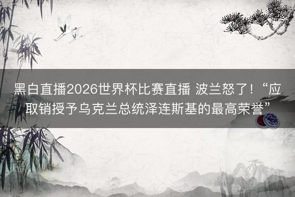 黑白直播2026世界杯比赛直播 波兰怒了！“应取销授予乌克兰总统泽连斯基的最高荣誉”