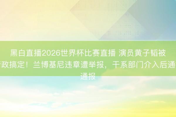 黑白直播2026世界杯比赛直播 演员黄子韬被行政搞定!兰博基尼违章遭举报,干系部门介入后通报